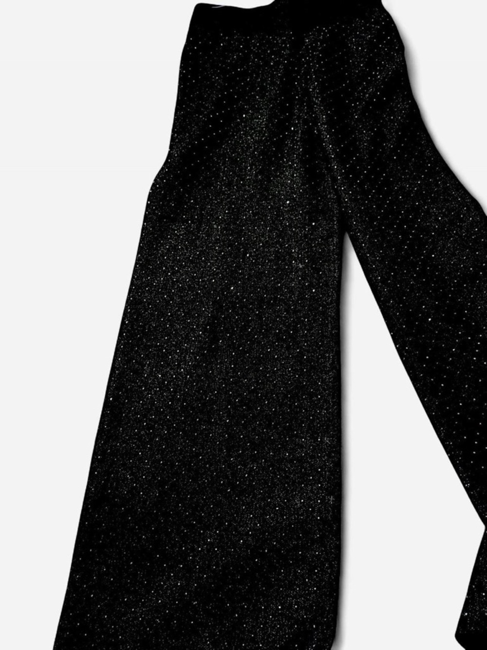Black Wide-Leg Glitter Pants - Black